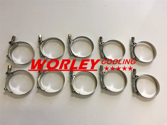 2 x 10" Stainless Steel T-Bolt Silicone Hose Clamps (1963-1970)