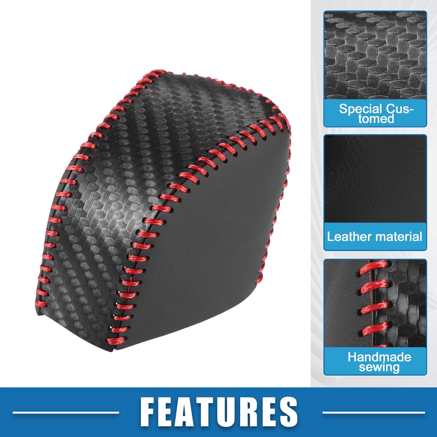 Auto Gear Shifting Knob Cover for Lexus NX250 (2022-2023) Black Red Stitches