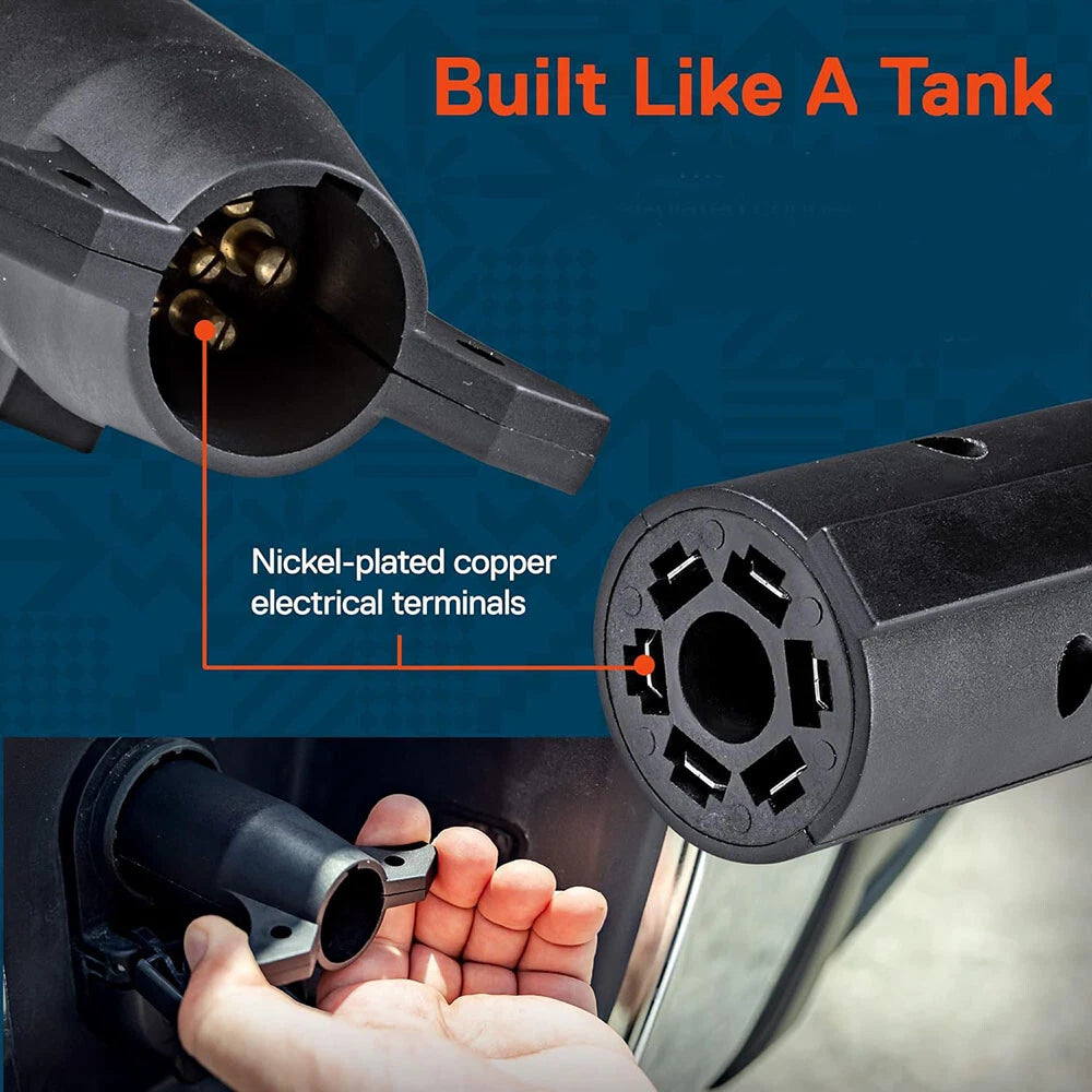 7-Way Blade to 6-Way Round Trailer Adapter for RV Tow Truck Light