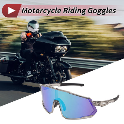 Motorcycle Riding Goggles Green Lens Clear Gray Frame Tri-Acetyl Cellulos
