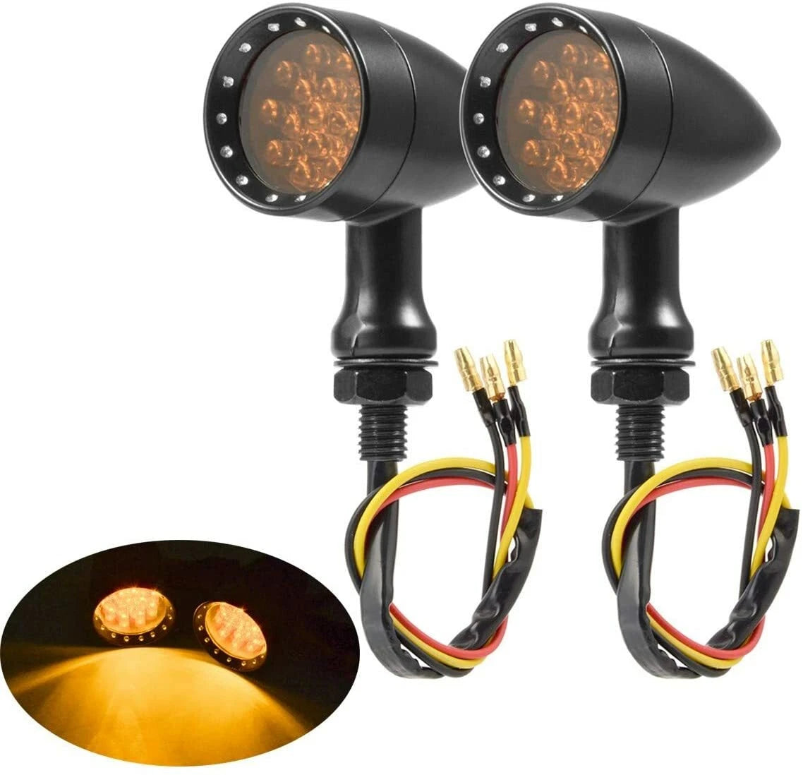 LED Chrome Bullet Amber Turn Signal Lights for Harley XL (2004-2023)