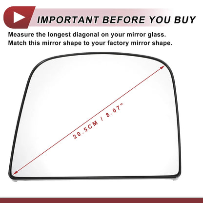 Heated Left Driver Side Upper Tow Mirror Glass for Chevrolet
