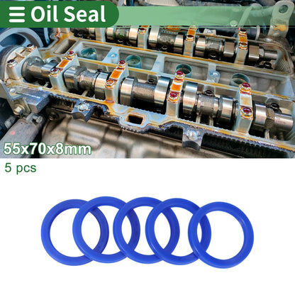 5 x Oil Seal 55x70x8mm TPU High-Pressure Blue