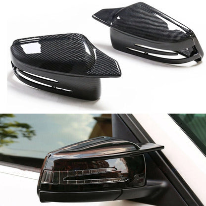 2 x Real Carbon Fiber Rear Side Mirror Covers for Benz W204 W176 W246 W212 W221 (2007-2020)