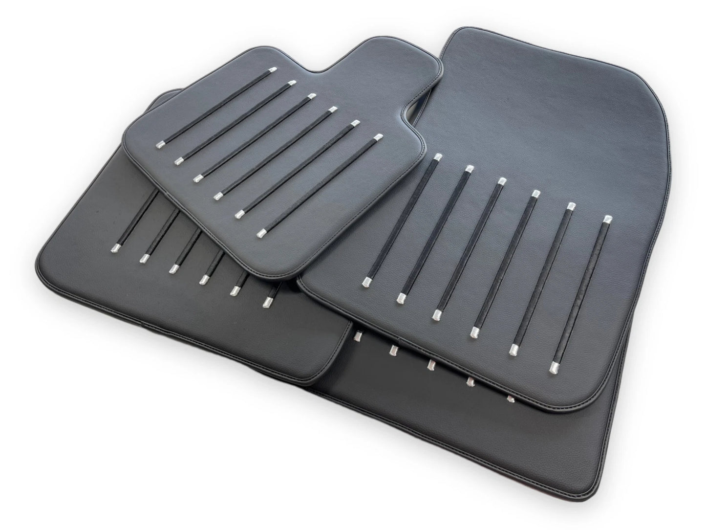 Black Leather Floor Mats for Rolls Royce Black Badge Phantom (2003-2016)