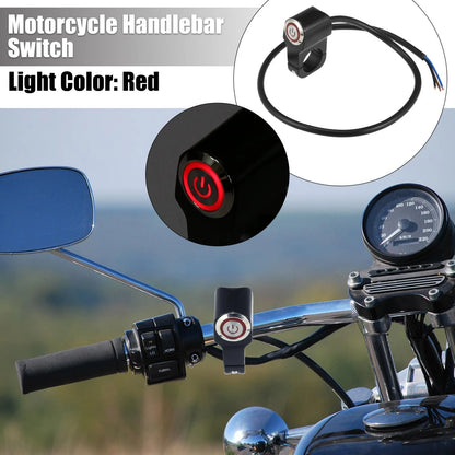 7/8 22mm Handlebar Control Horn Start Switch with Lock Red Light for Motorcycle