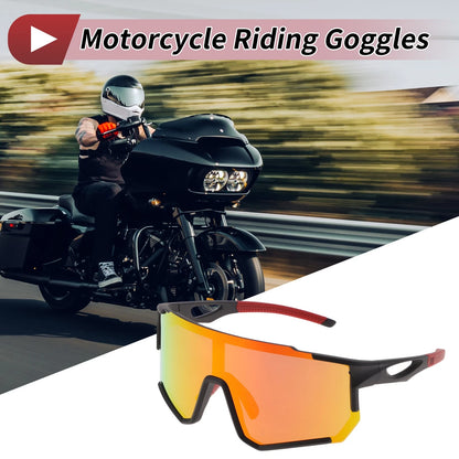 Motorcycle Riding Goggles Red Lens Black Frame Cycling Sunglasses UV400
