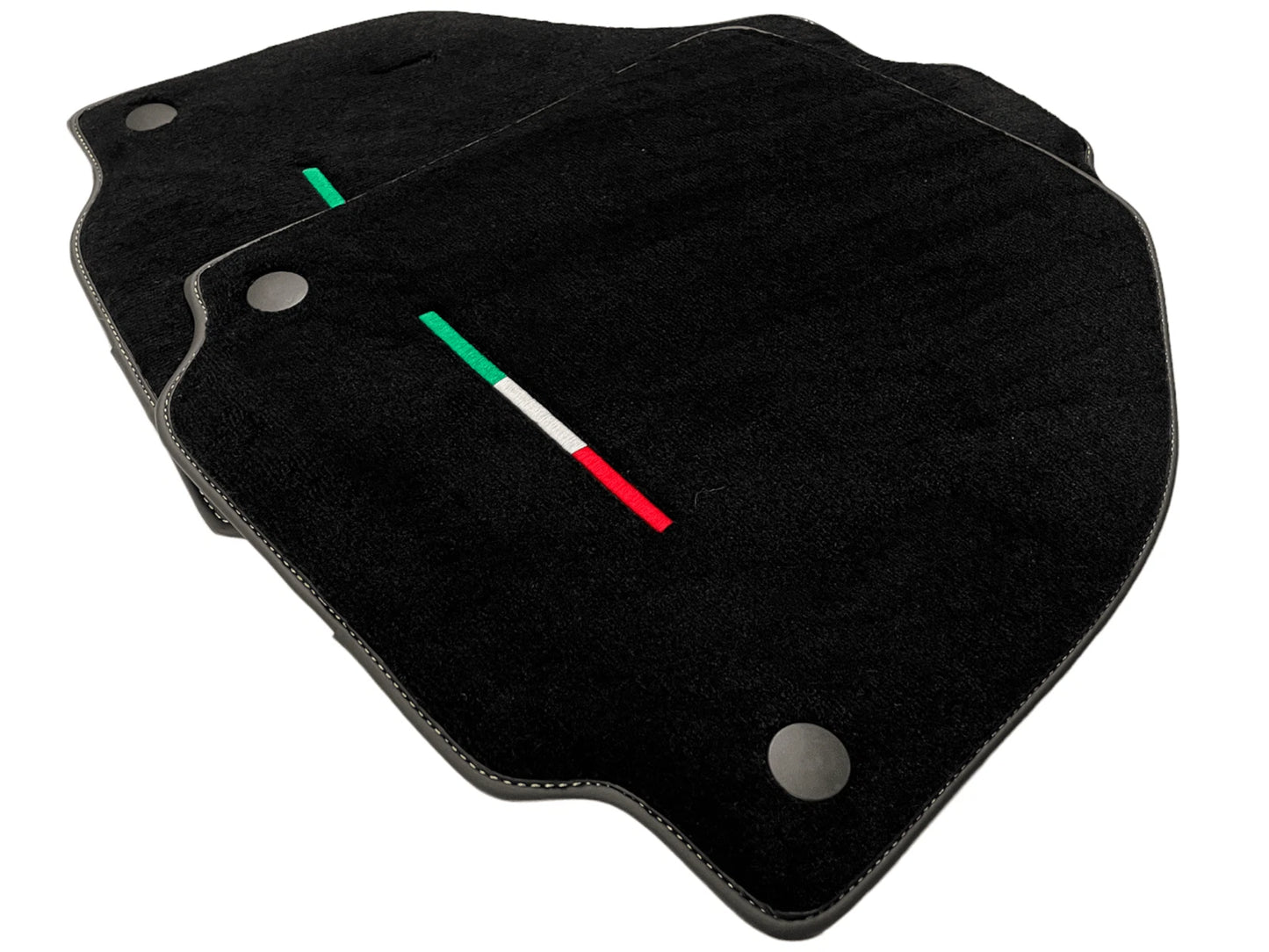 AutoWin Black Floor Mats for Ferrari F8 Tributo (2019-2023) with Yellow Stitching