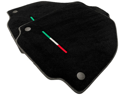 AutoWin Black Floor Mats for Ferrari F8 Tributo (2019-2023) with Yellow Stitching
