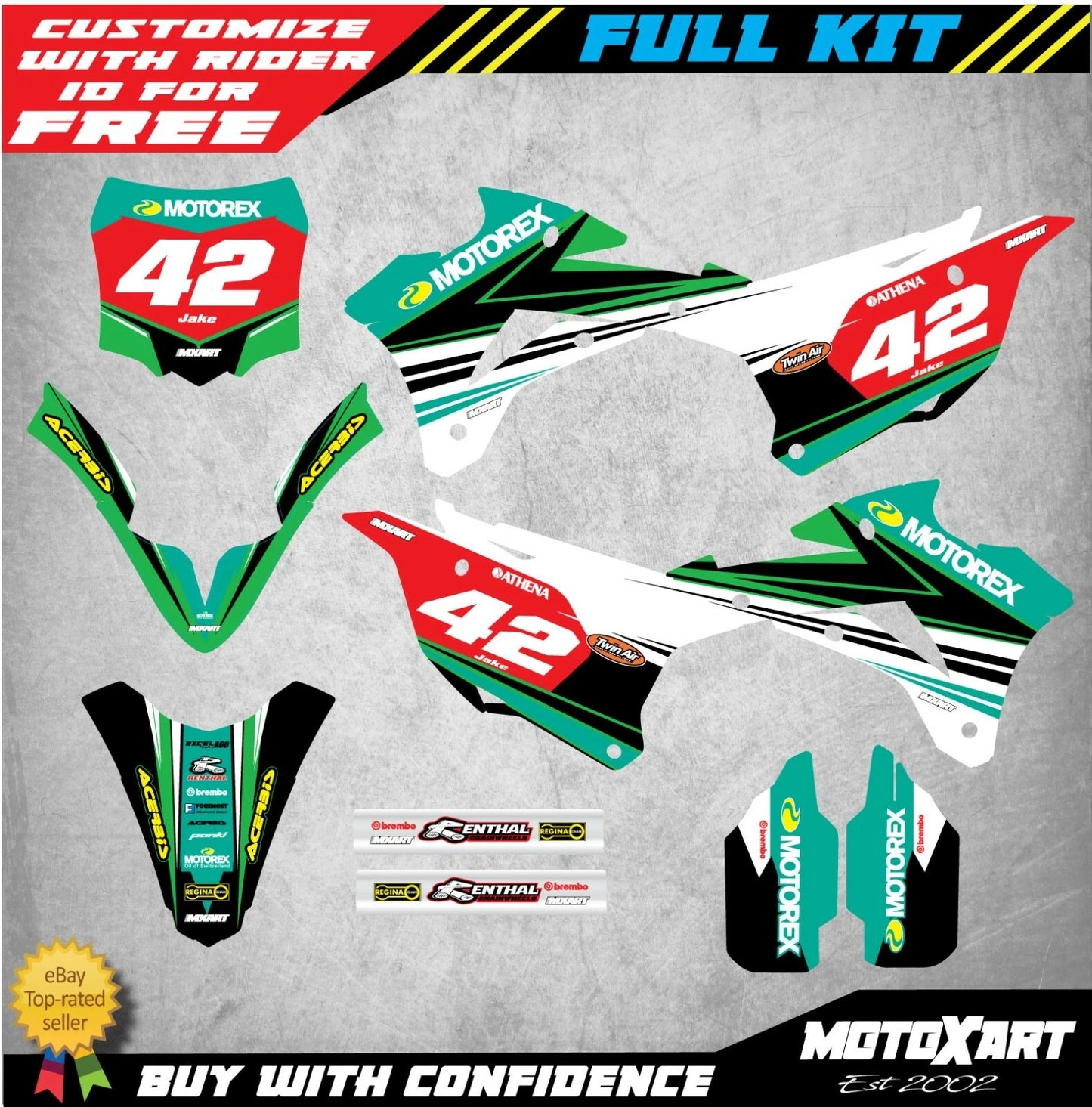 Custom Graphics Kit for 2014-2021 Kawasaki KX 100 - STRIKE Style Decals