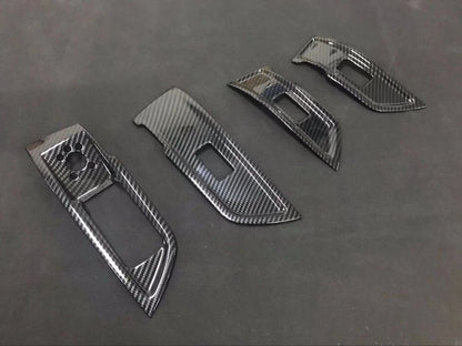 LHD Carbon Fiber Window Lift Panel Switch Cover Trim for Audi Q5 (2018-2022)