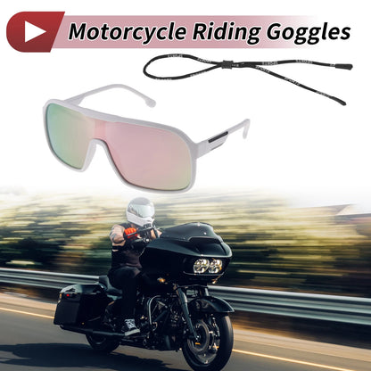 Motorcycle Riding Goggles Pink Lens Black White Frame UV400
