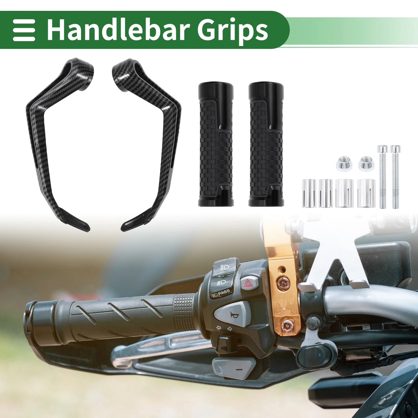 7/8" 22mm Hand Grips Cover Kit for Motorcycle Handle Bar Throttle Black Plaid