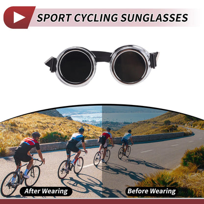 1 Pc / Motorcycle Riding Goggles Black Lens Silver Frame Glass ABS / for Motorcycle