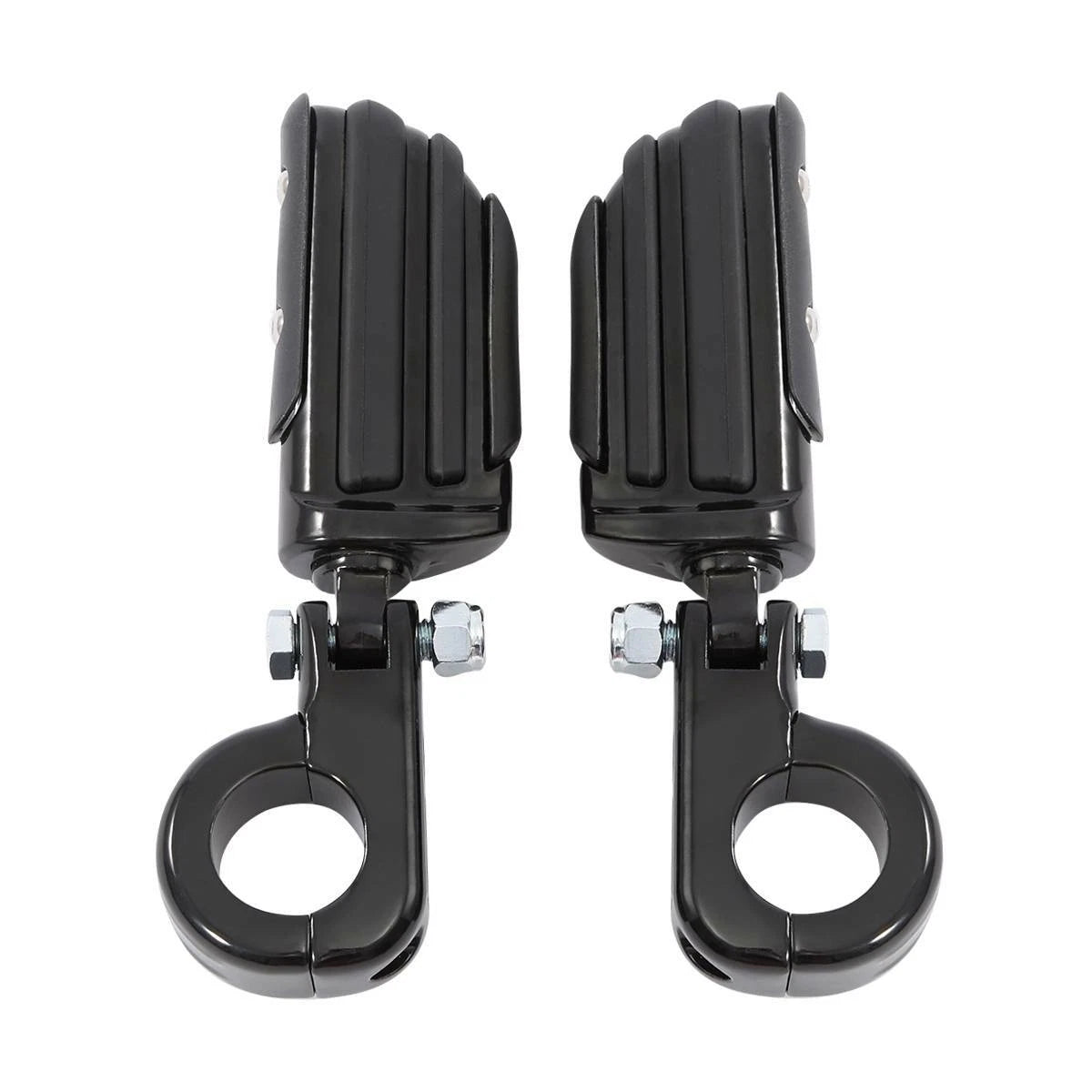 1 1/4" Black Highway Engine Guard Footpeg Mount Clamps for Harley