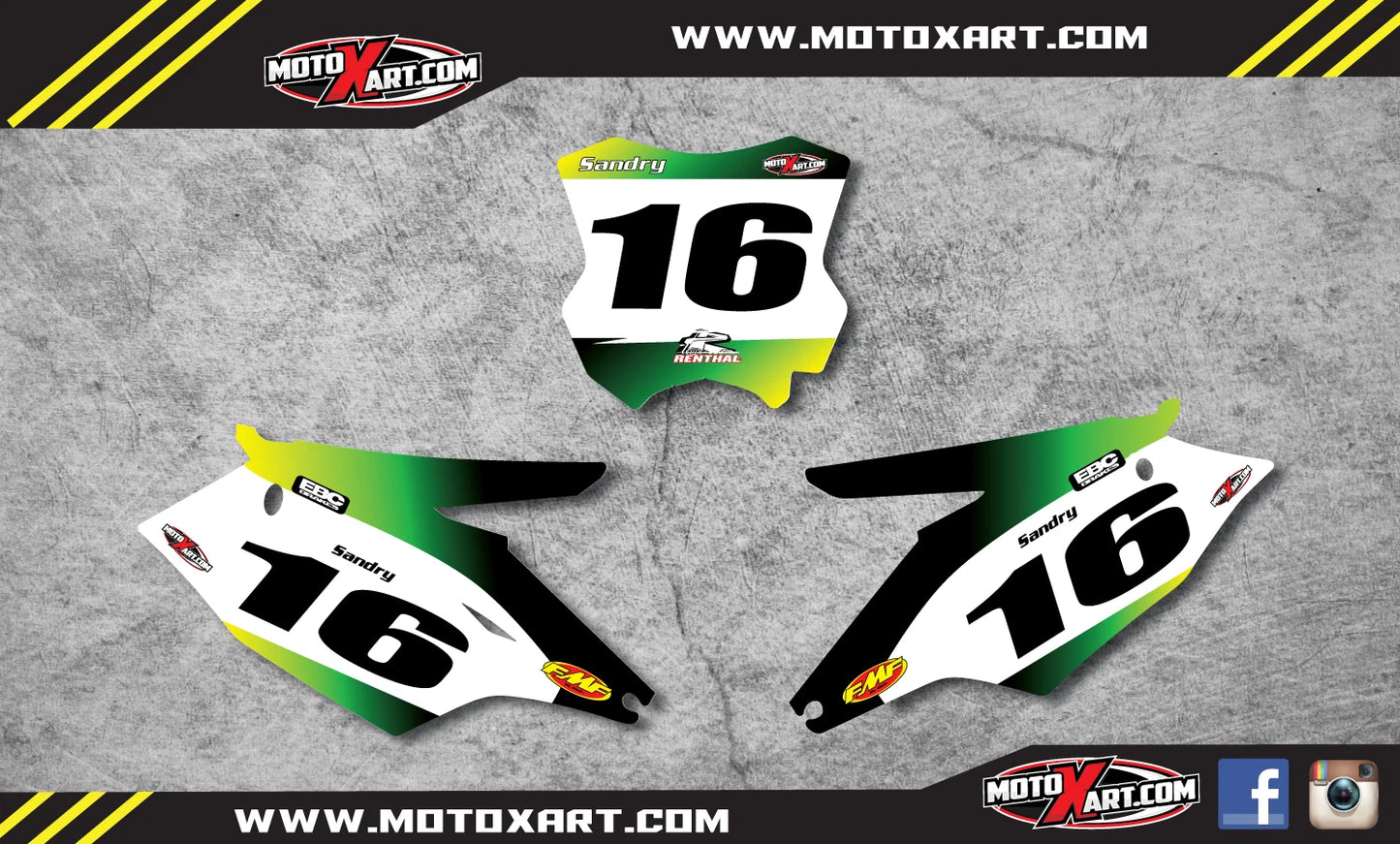 Custom Number Plate Kit for Kawasaki KXF 450 (2016)