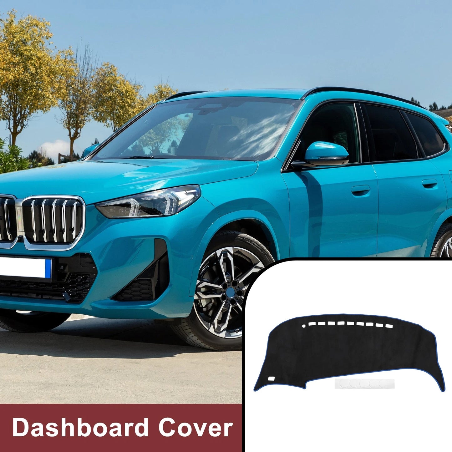 Dash Cover Mat Pad Black Blue for Toyota Estima 50 series (2006–2019)