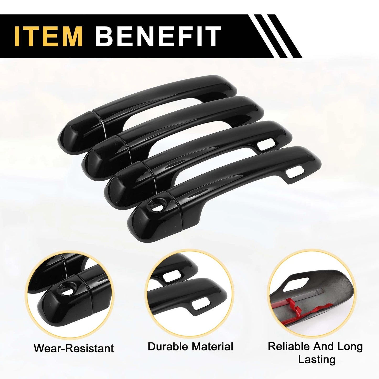 4pcs Exterior Door Handle Covers for Toyota 4Runner (2010-2019) Black