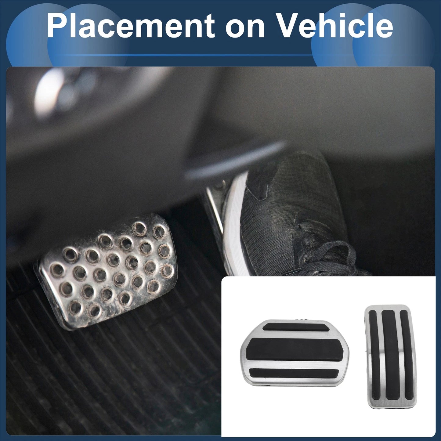Automatic Footrest Pedals Cover Set for Peugeot 208 (2013-2018) Silver Tone
