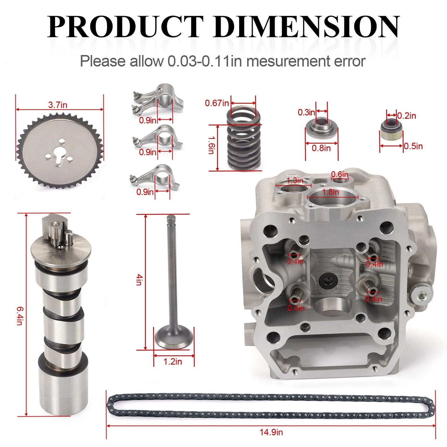 Engine Cylinder Head + Rocker Arm Camshaft Kit for Polaris Sportsman 400/450/500