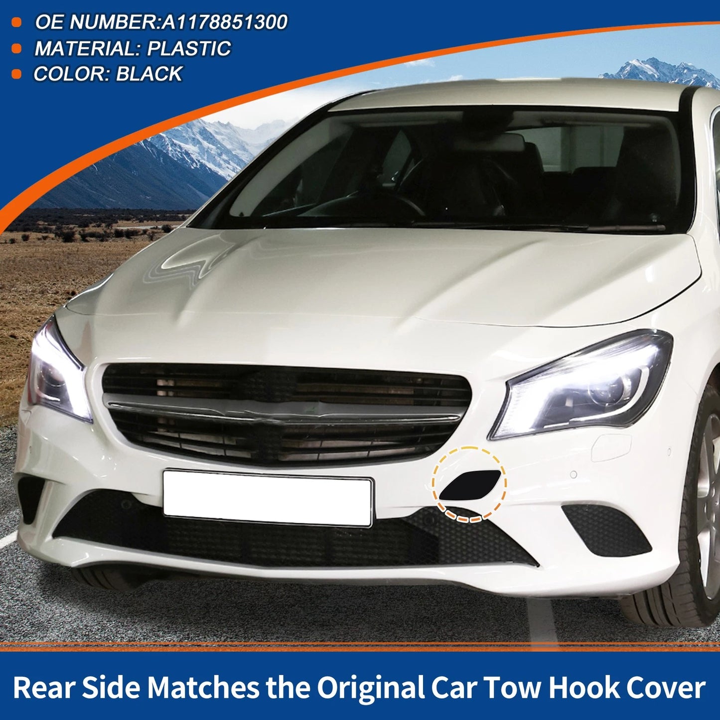 Front Bumper Tow Hook Cover for Mercedes-Benz CLA W117 (2014-2019) Black