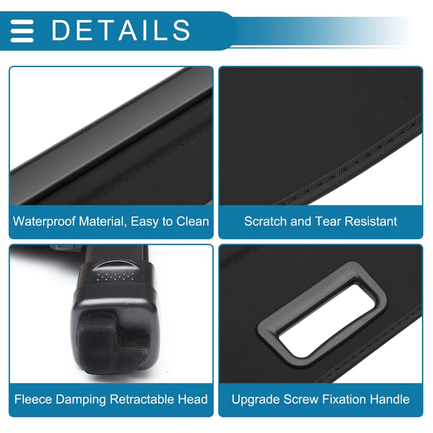 Rear Retractable Cargo Cover for GMC Hummer EV SUV (2024 - 2025) Black