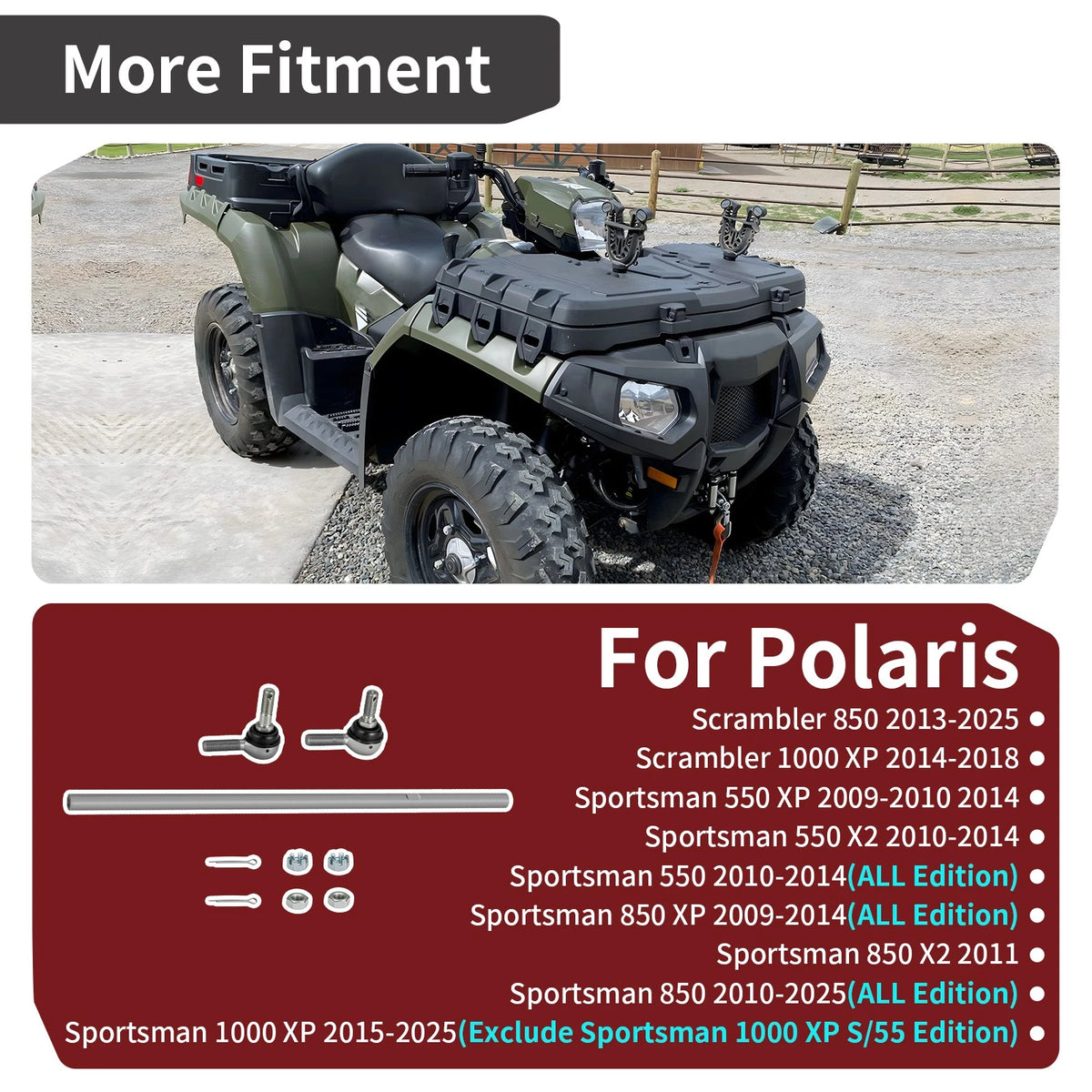 Steering Post Tie Rod Kit for Polaris Scrambler Sportsman (2009–2025)