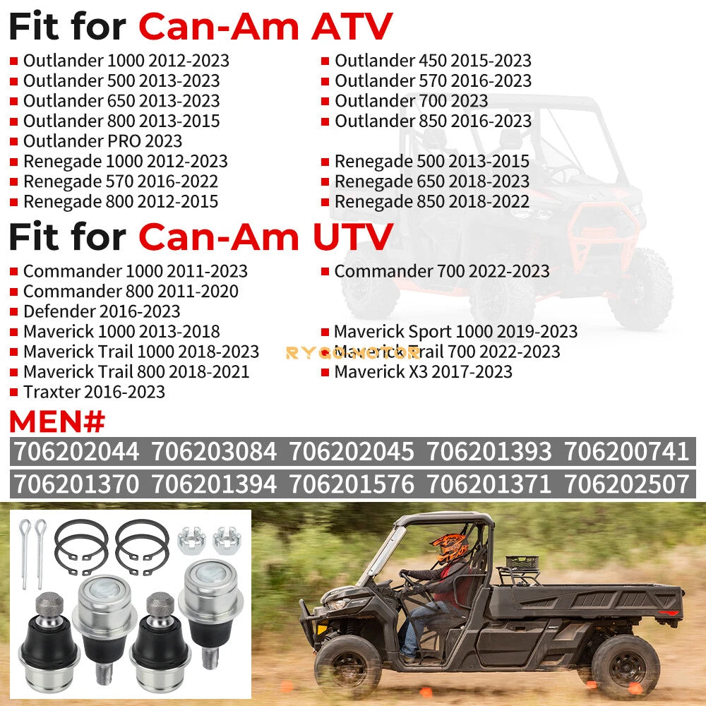 2 x Ball Joint Kit for Can-Am Maverick Max 1000 Upper Lower
