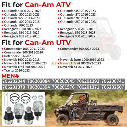 2 x Ball Joint Kit for Can-Am Maverick Max 1000 Upper Lower