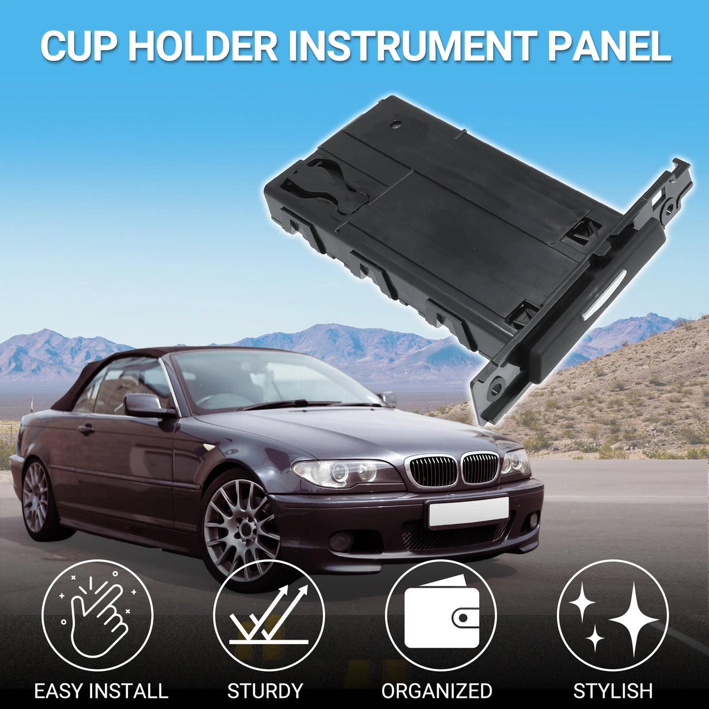 Cup Holder for BMW 325xi 2006 (2006) - Practical Drink Holder in Black
