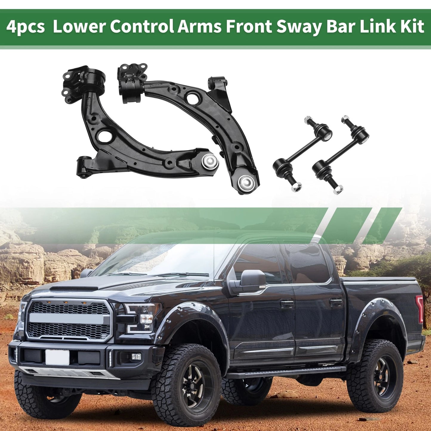 4 x Front Stabilizer Bar Links & Lower Control Arms for Ford Edge (2007-2014)
