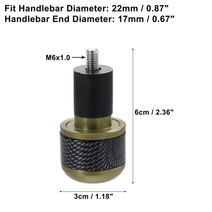 Pair 7/8" 22mm Bronze Bar Ends Plug Carbon Fiber Pattern for Make Model