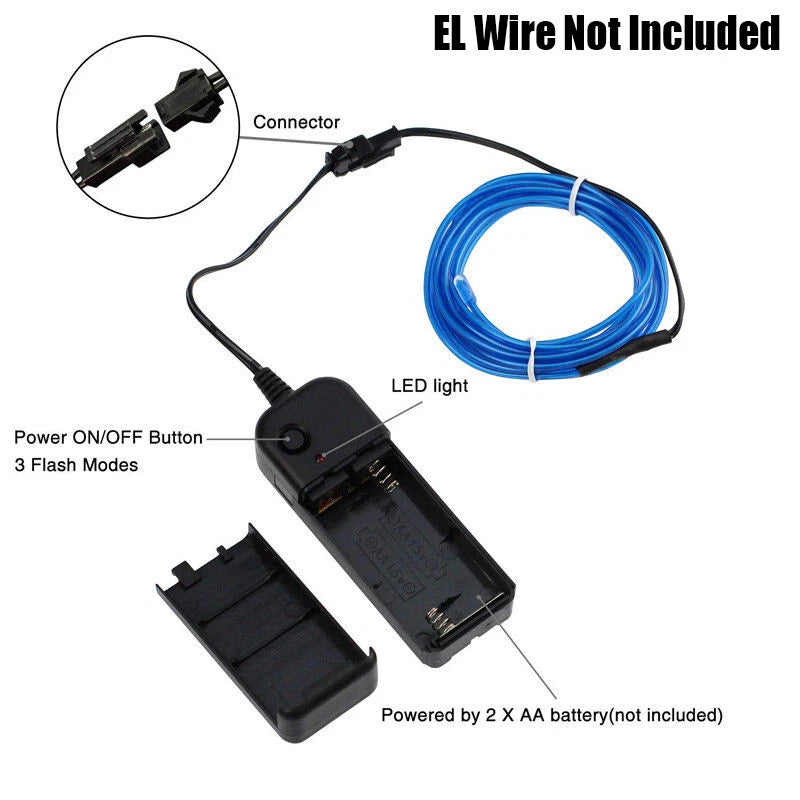2 x 3V AA Battery El Wire Controller for Neon Light Strip Rope ()