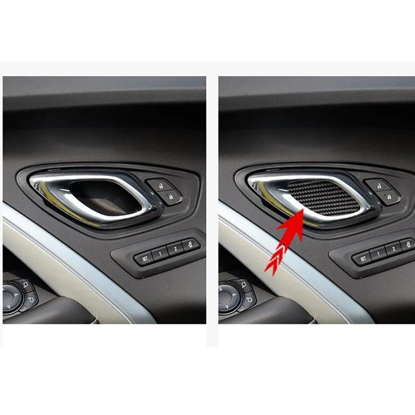 2 x Door Bowl Panel Covers for Chevrolet Camaro (2016-2024) Carbon Fiber Black