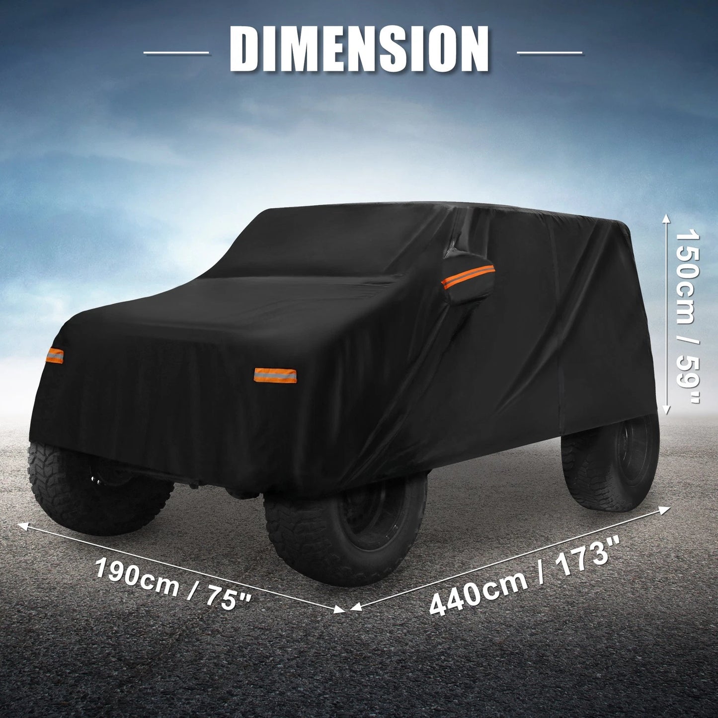 Waterproof Aluminum Film Car Cover for Jeep Wrangler JK2 (2007-2017)