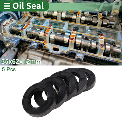 Oil Seal 35x62x12mm NBR Rubber High Pressure Black 5 Pcs