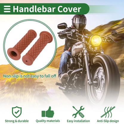 7/8" 22mm Hand Grips Rubber Diamond Pattern for Motorcycle