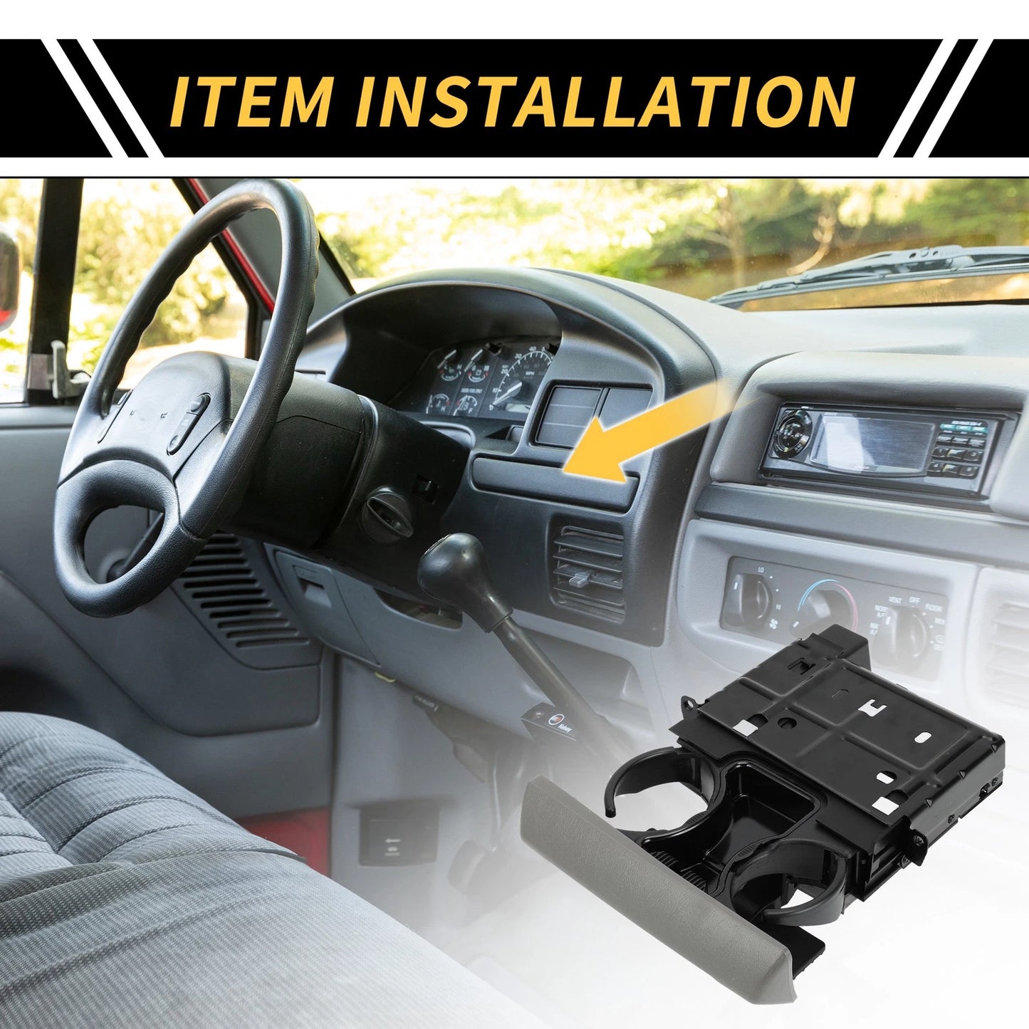 Dashboard Cup Holder for Ford F-250 F-350 2005-2007 Coin & Bottle Holder Gray