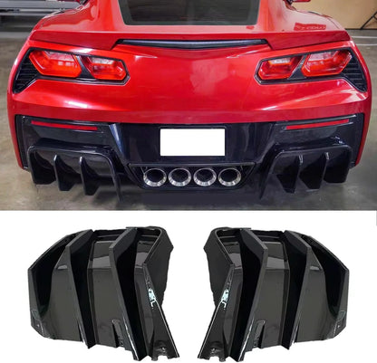 Big Fin Gloss Black Rear Bumper Diffuser Kit for Corvette C7 Z06 (2014-2019)