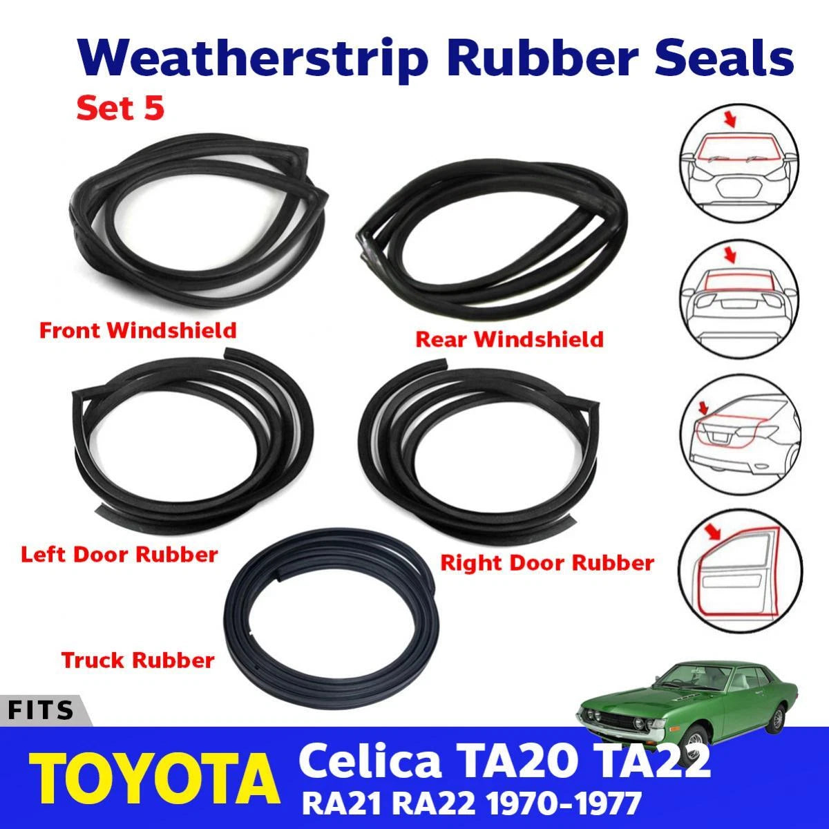 Weatherstrip Rubber Seal Set 5 Fits Toyota Celica RA20 RA21 RA22 TA22 Coupe D06
