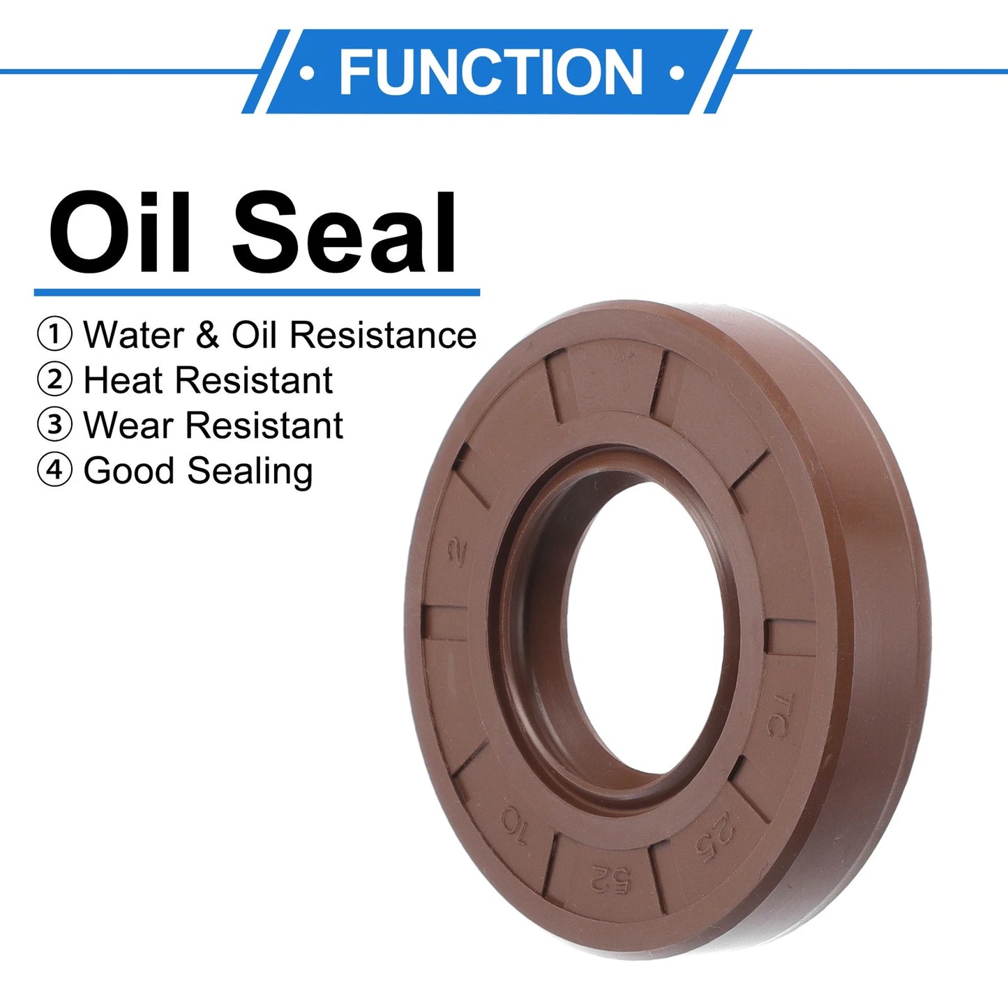Oil Seal 25x52x10mm Seal Ring Rotary Shaft Seal FKM Rubber Brown for MakeModel