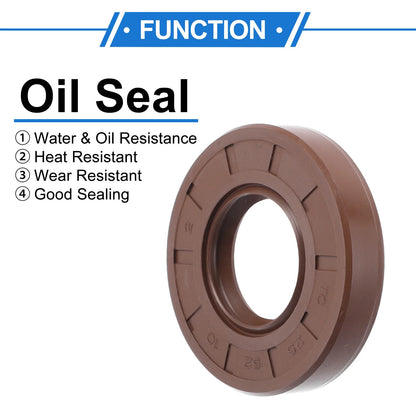 Oil Seal 25x52x10mm Seal Ring Rotary Shaft Seal FKM Rubber Brown for MakeModel
