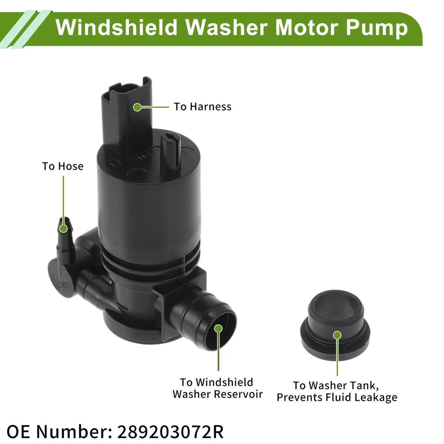Windshield Washer Pump w/Grommet for Nissan Rogue (2008-2023)