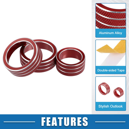 3 x Console Audio Volume Knob Ring Cover for Chevy Malibu (17-22) Red