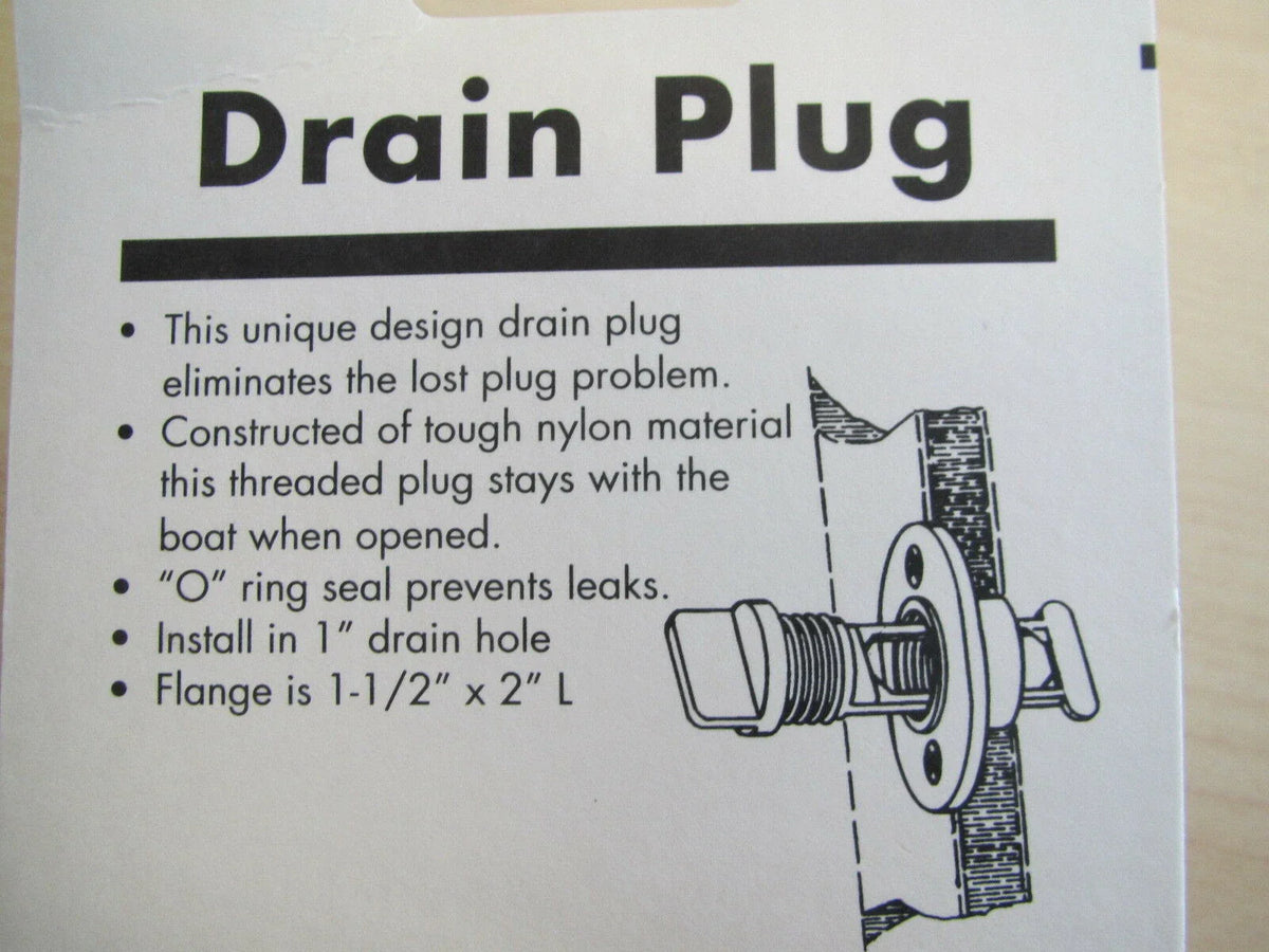 Nylon Drain Plug for Boats - Fits 1 Inch Diameter Hole