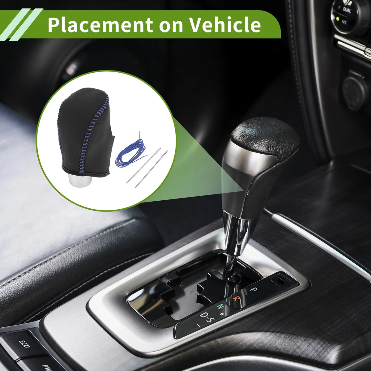 Blue Faux Leather Gear Shift Knob Cover for Nissan Rogue (2017-2020)