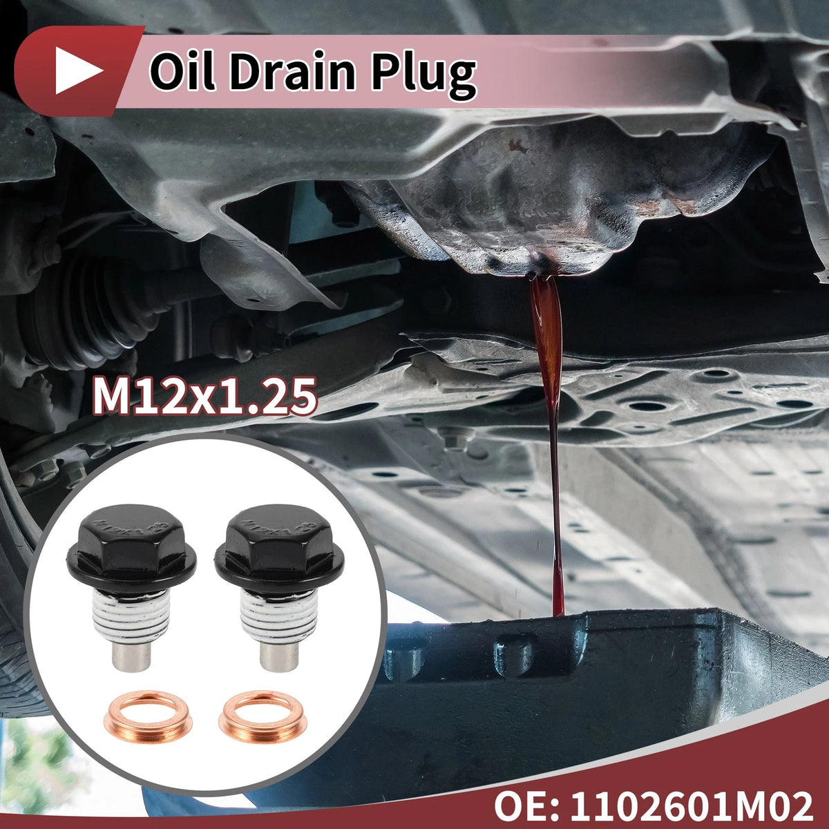 1 Set Oil Drain Plug for Nissan Infiniti Black White