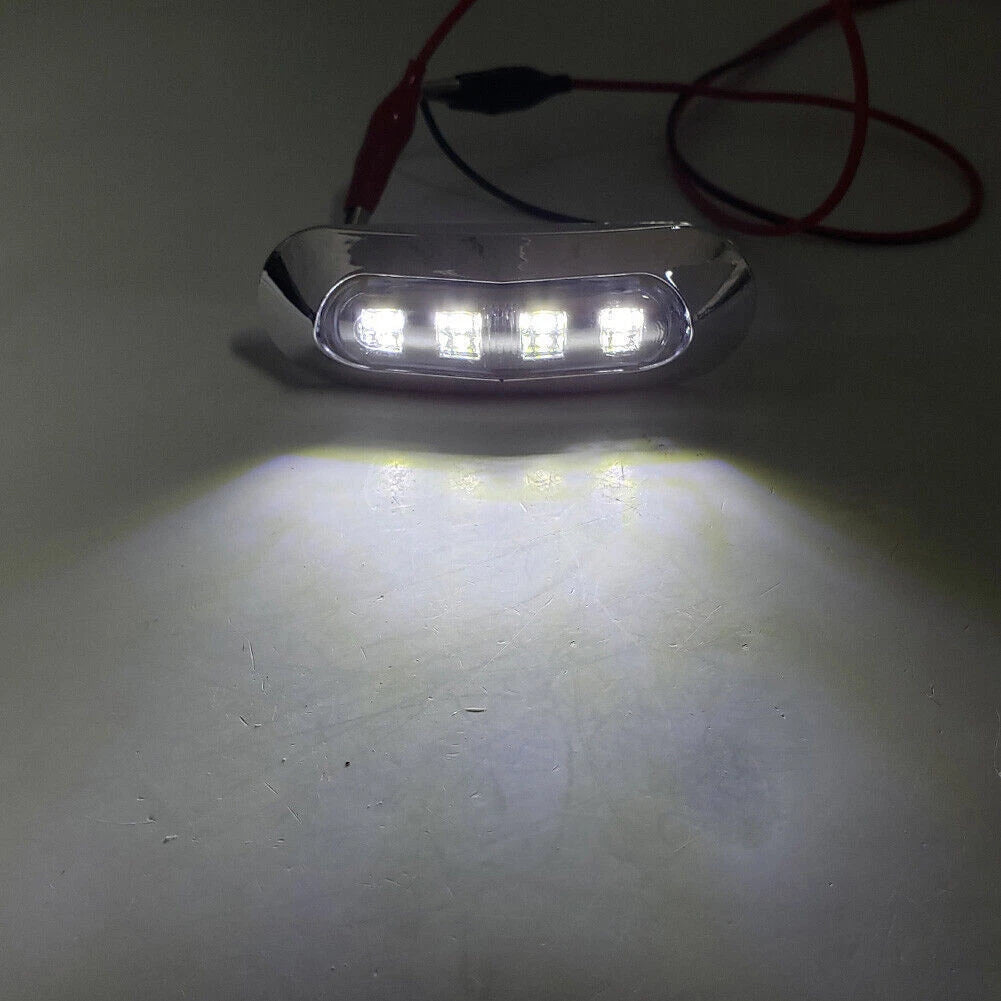 4 x LED White Side Clearance Marker Lights for Car Truck Trailer Pickup 12V