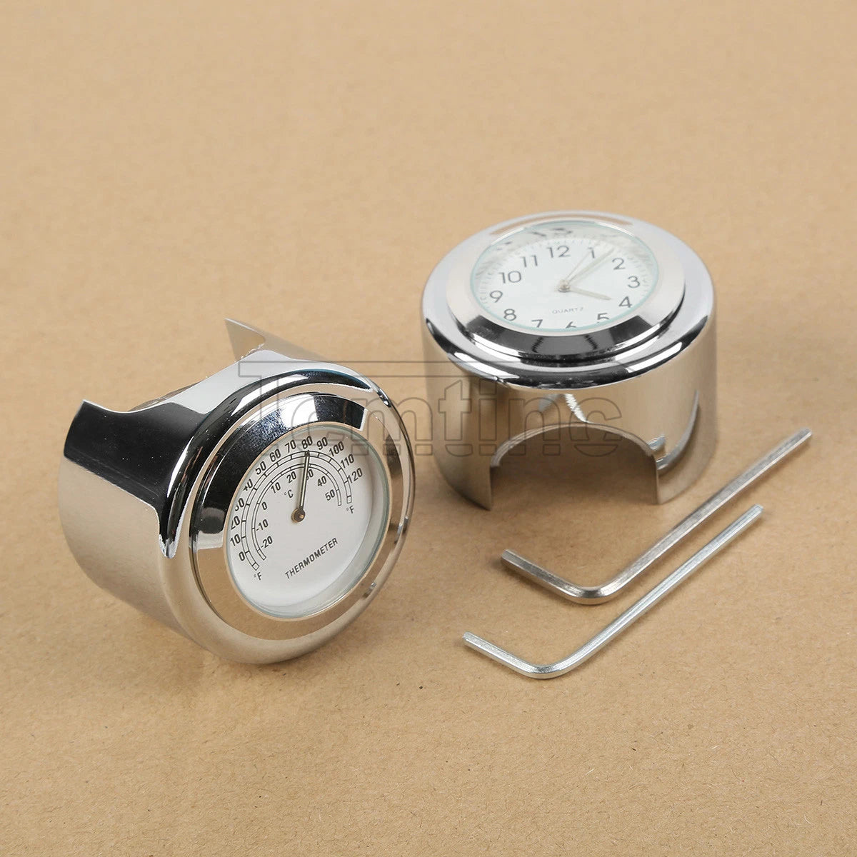 Handlebar Dial Clock Thermometer 7/8'' 1'' for Harley Cruiser