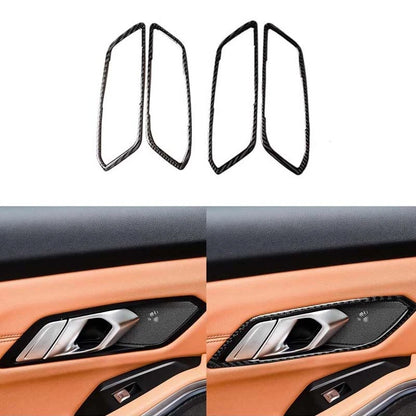 Carbon Fiber Interior Trim Door Handle Swtich Surround fit For BMW 3 Series G20